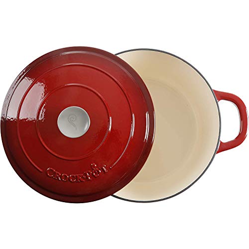 Artisan 7 Quart Round Enameled Cast Iron Dutch Oven (Scarlet Red / 7-Quart)
