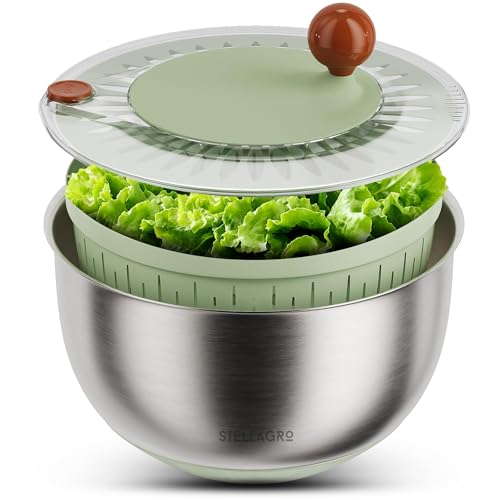 Large Stainless Steel Salad Spinner 5.3QT