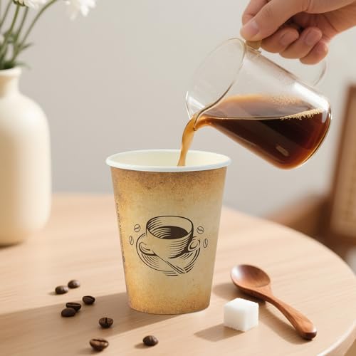 300 Pack 12oz Disposable Paper Coffee Cups Retro Design (12OZ-300)