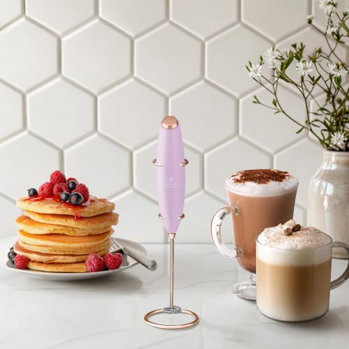 Powerful Milk Frother Wand With Duracell Batteries (Elegant Rose Gold / Z1 Motor + Batteries)