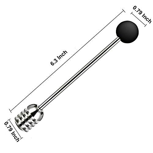 Stainless Steel Honey Dipper Stick 6.3 Inch Honey Wand Server for Honey Pot Dispense Drizzle Honey (1 Pcs Black)