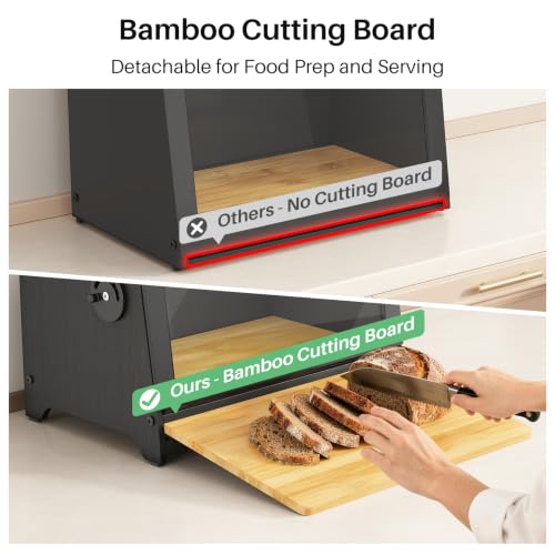 Bread Box for Kitchen Countertop (Black / S)