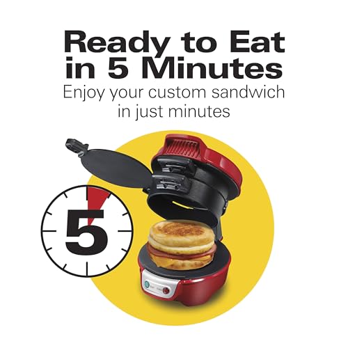 Breakfast Sandwich Maker with Egg Cooker Ring (Red / Single)