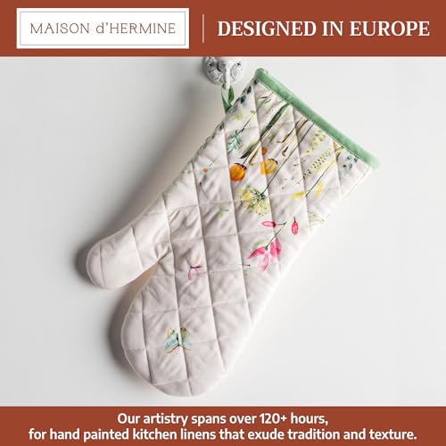 Maison d'Hermine Oven Gloves 100% Cotton Oven Mitt (019 - Botanical Fresh / 7.5" x 13" (Oven Mitt))