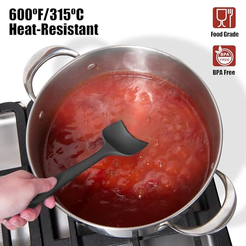 600°F Heat Resistant Silicone Large Spoon (11.4in (Spoon Spatula) / Black)