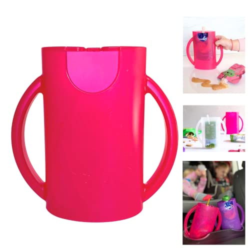 Squeeze Proof Food Pouch Holder for Toddlers (Pink)