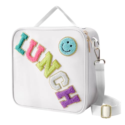 Insulated Lunch Bag With Adjustable Shoulder Strap (White)