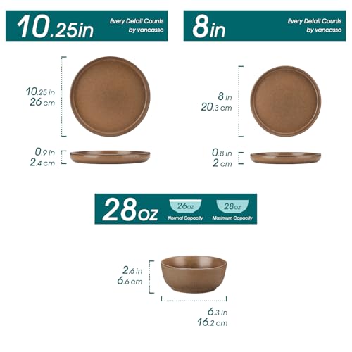 Plates and Bowls Sets (Muted Brown / 24 Pcs (Service for 8))