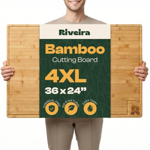 Extra Large Bamboo Cutting Board for Kitchen (36"L x 24"W)