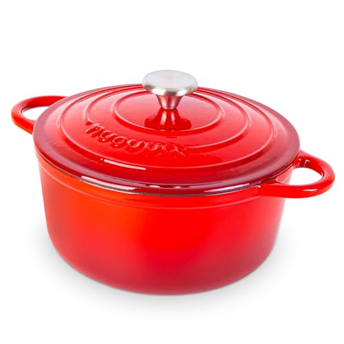 Cast Iron Pot with Lid (Red / 5-Quart - Deep)