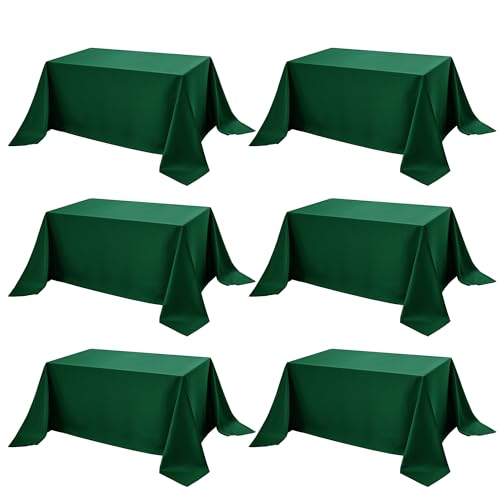 6 Pack Hunter Green Tablecloths for Rectangle Tables (Hunter Green / 90x156 In, 6 Pack)