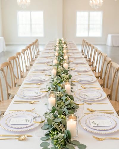 180Pcs White and Gold Dinnerware Set (White and Gold Plastic Dinnerware Set / 180PCS)