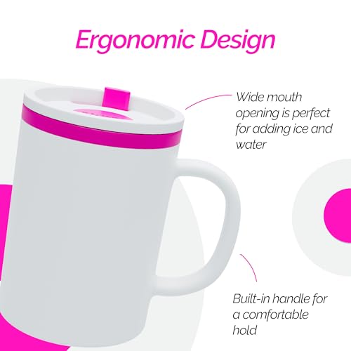 Iconic Desk Mug with Lid & Handle (Pink)