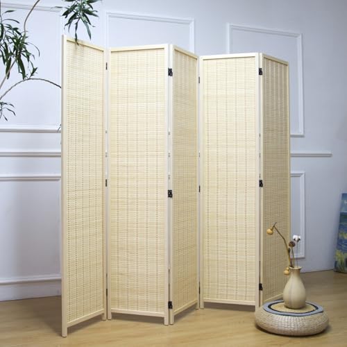 5 Panel Bamboo Room Divider (Beige / 5 Panel)