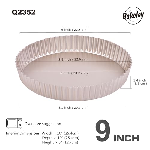 9 Inch Round Tart Pan with Loose Removable Bottom (9" Round (Champagne Gold))