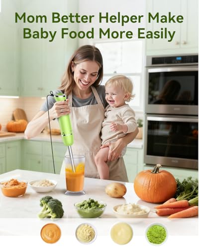Immersion Blender Handheld 5 in 1 Hand Blender (Olive Green)