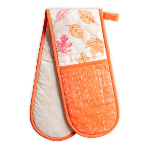 Double Oven Mitts 100% Cotton Double Oven Glove (103 - Colours of Autumn / 7" x 35" (Double Oven Mitt))