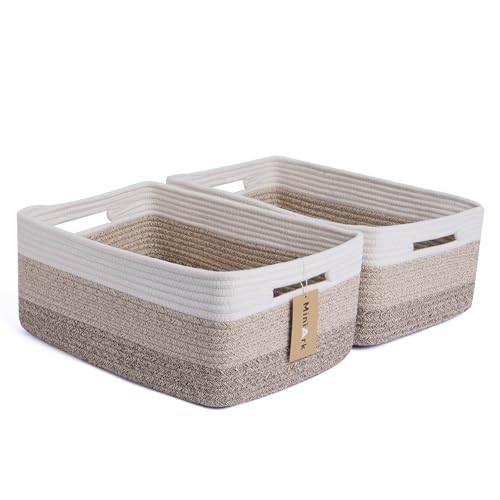 Large Storage Baskets for Shelves (2pcs-L17×W13×H7.5" / Gradient Brown)