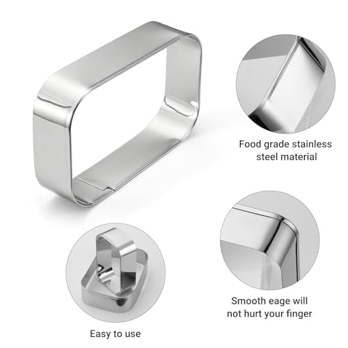 Rounded Rectangle Cookie Cutter Stainless Steel Plaque Cookie Cutters Geometric Frame Cookie Cutters Shapes Molds for Baking 1 Inch Depth (Rounded Rectangle)