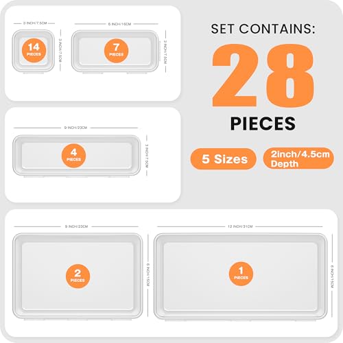 Military Grade】 Drawer Organizer for Vanity Bathroom Makeup Desk (28 Count)