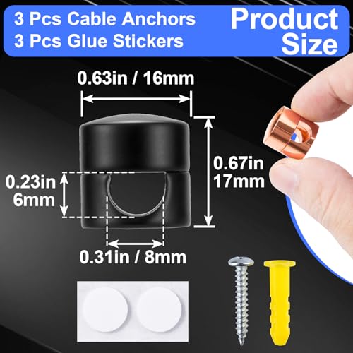 3 Sets Charger Holders for Cords (3 Sets / Matte Black, White, Rose Gold)