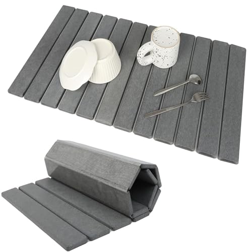 Stone Drying Mat for Kitchen Counter (Dark Gray B / 23.6" x 15.4")
