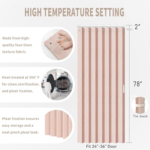 Doorway Curtains Accordion Pink Curtains for Girls' Room Door (Pink / 39"W x 78"L (Pack of 1))