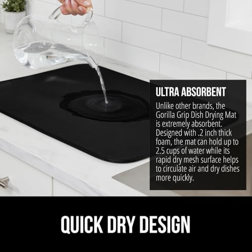 Ultra Absorbent Microfiber Dish Drying Mat (18" x 16" (2 Pack) / Microfiber / Black)