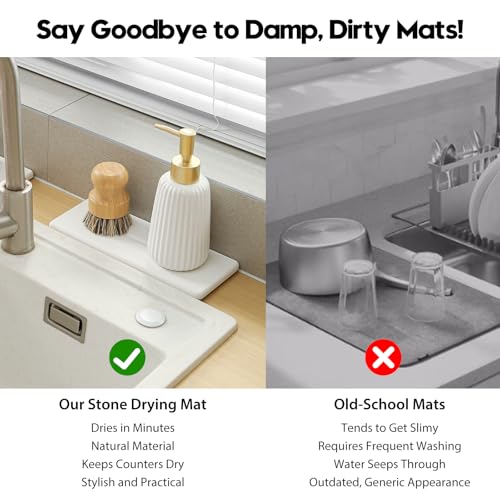 2 Pack Diatomite Stone Sink Tray (2 Pcs - White - 9"x 3.5")