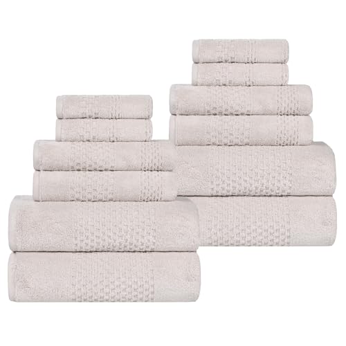 Playa Zero Twist Cotton Medium Weight Towels (12 Piece Towel Set / Silver)
