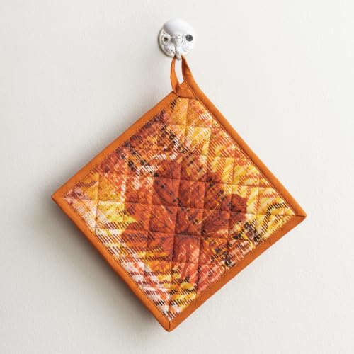 100% Cotton Oven Mitt & Pot Holder Set (061 - Thanksgiving Tartan / 7.5" x 13" & 8" x 8" (Oven Mitt & Pot Holder))