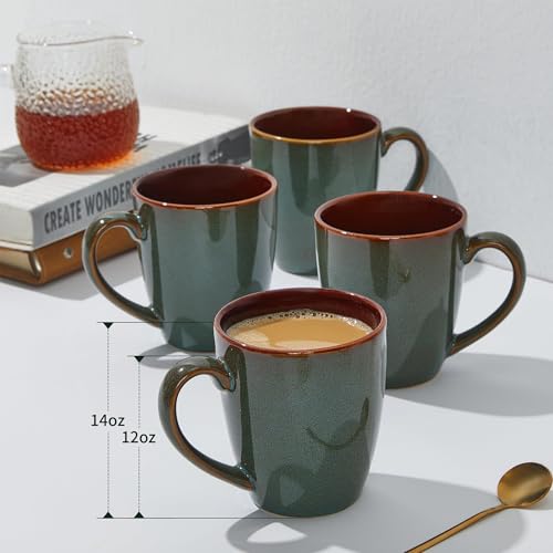 Coffee Mug 14oz (Brown Green / 6 Count (Pack of 1))