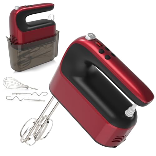 9 Speed Digital Hand Mixer Electric (Red)