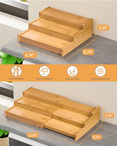 Spice Rack 3 Tier Natural Bamboo (2 Count)