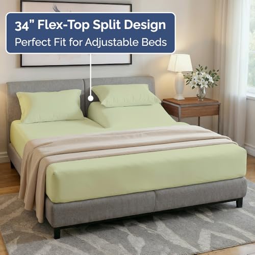 Flex Top Split Head King 4 Piece Sheet Set (16 - Light Sage Green / Split Head/Flex Top)