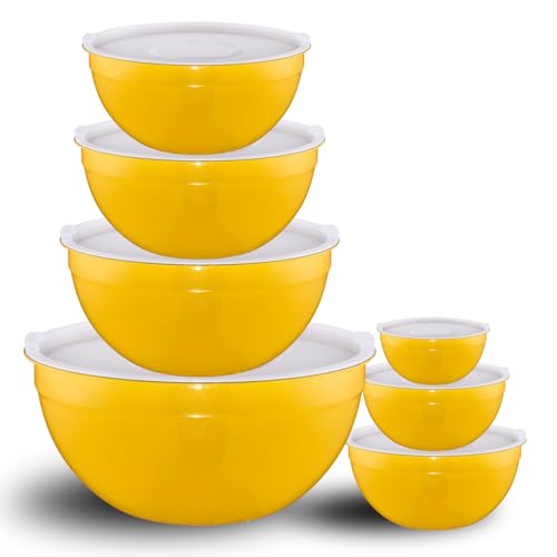 Yellow Mixing Bowls with Lids Set of 7 (Yellow / 7 Sizes)