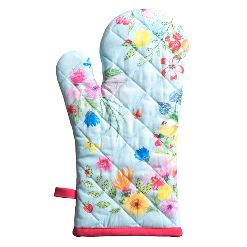 Maison d'Hermine Oven Gloves 100% Cotton Oven Mitt (093 - Jardin D'ete - Mint / 7.5" x 13" (Oven Mitt))