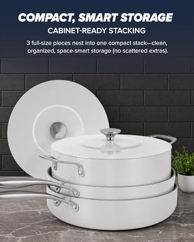 Essential Series 5PC Ceramic Cookware Set PFAS (Oyster)