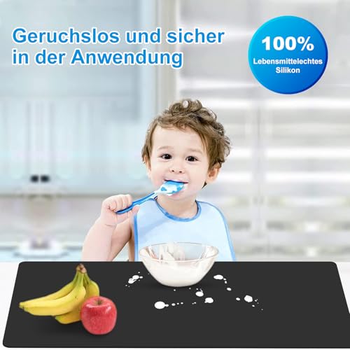 Silicone Mat for Kitchen Counter (Black / 27.5" x 16.5")