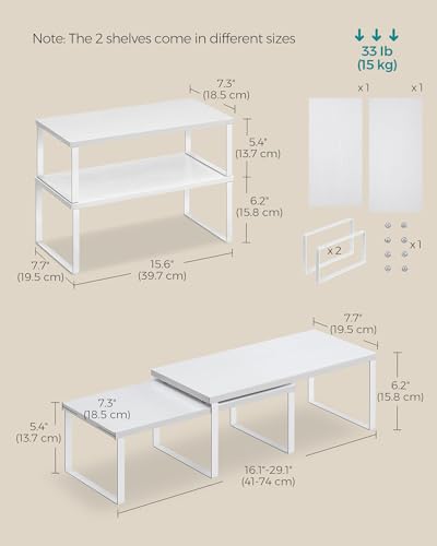 Cabinet Organizer Shelf (Cloud White + Snow White / 2*L (5.4"H) + 2*L (6.2"H))