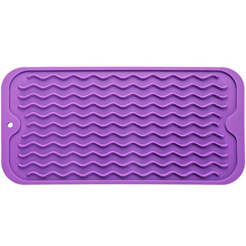 Silicone Dish Drying Mat for Multiple Usage (Purple / 12"L x 6"W)