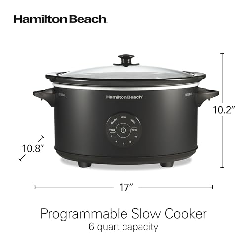 6 Quart Set & Forget Programmable Slow Cooker (6 Quarts, 15 Cooking Options, Black)