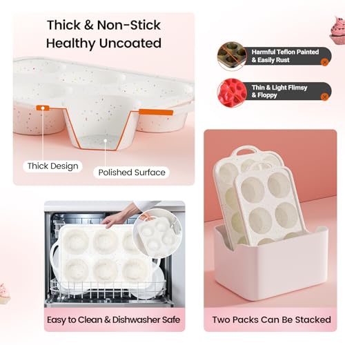 Silicone Jumbo Muffin Pan for Baking with Metal Reinforced Frame (Jumbo: 6 Cups×1pack)