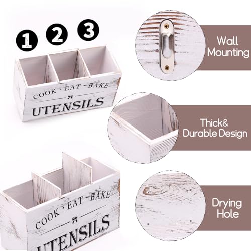 Kitchen Utensil Holder for Counter or Countertop (White Utensil Holder 3)