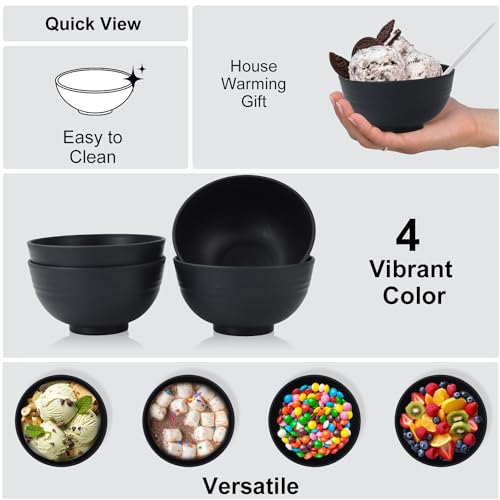 wheat straw snack bowls 10oz set of 8 (10 oz / Black)