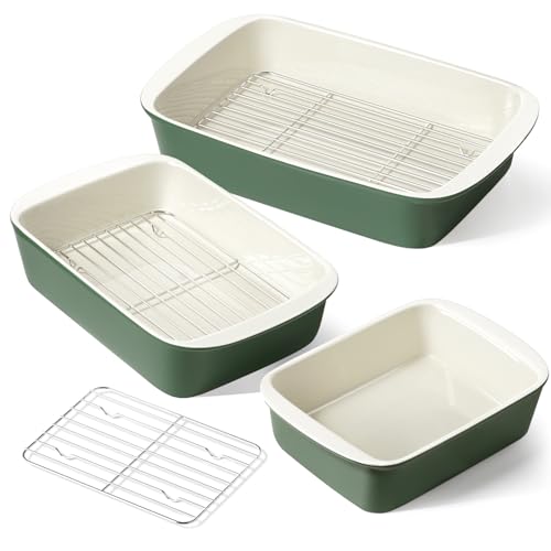 Ceramic Casserole Dishes for Oven with 304 Racks (3 Count)