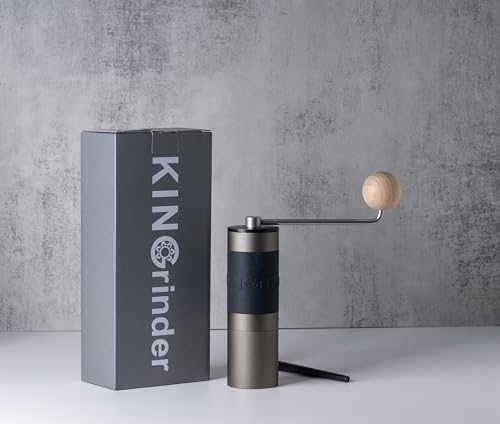 Gray】KINGrinder K1 Manual Coffee Grinder Straight Handle Stainless Burr (Iron Gray)