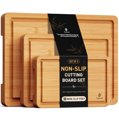 Bamboo Cutting Board Set Non Slip Feet Over Sink Kitchen Gadgets Seller 2024 First Apartment Essentials New Home Must Haves Things Stuff Accessories House Warming Decor Housewarming Hostess Host Gifts (3-Piece / Natural)