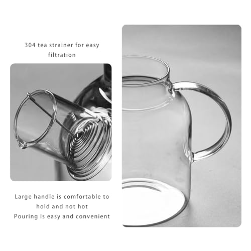 Glass Teapot Stovetop and Microwave Safe Glass Borosilicate Teapot
