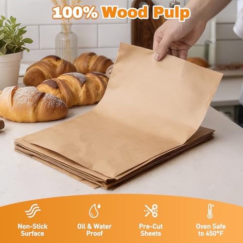 200 PCS Unbleached Parchment Paper for Baking (Unbleached / 9" x 13" -200 Pack)